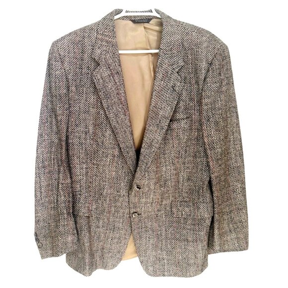 Vintage Kingsridge Mens Tweed Herringbone Blazer Sports Coat 100% Pure Silk - Picture 1 of 10